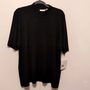 Elisabeth by Liz Claiborne Black Short Sleeve Mock Turtleneck Sweater Si…